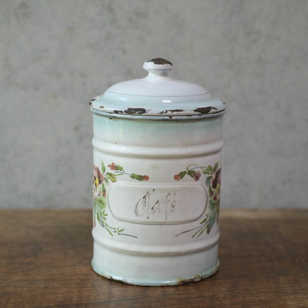 アンティーク フレンチホーローキャニスターフランス 琺瑯 保存容器2