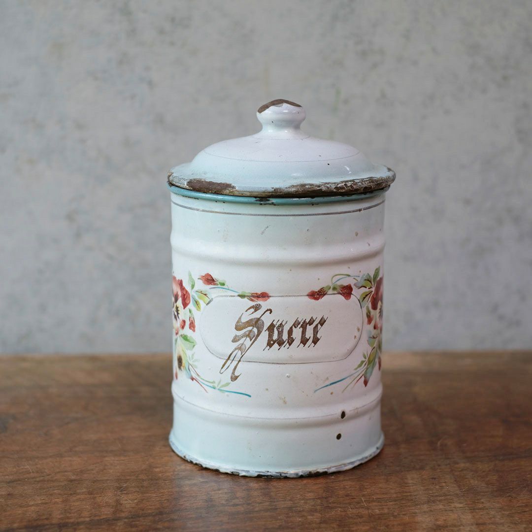 アンティーク フレンチホーローキャニスターフランス 琺瑯 保存容器3