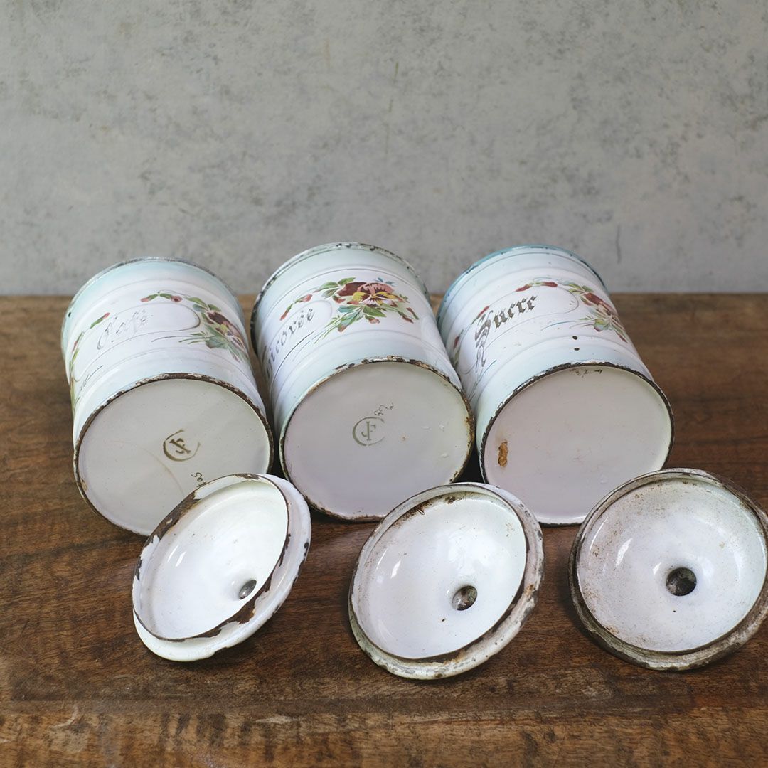 アンティーク フレンチホーローキャニスターフランス 琺瑯 保存容器6