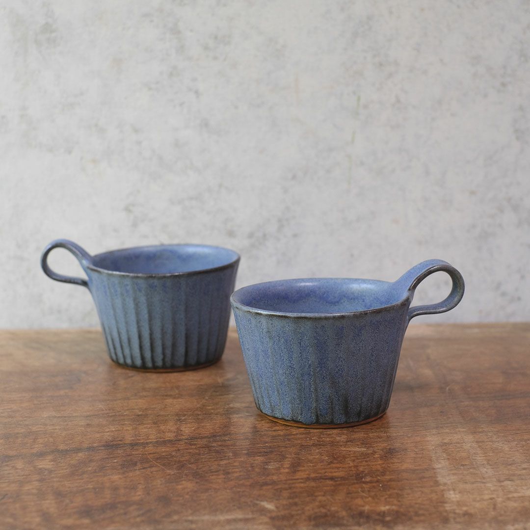 益子焼モダンマグ ディープブルー スープカップ マグカップ わかさま陶芸 若林健吾1