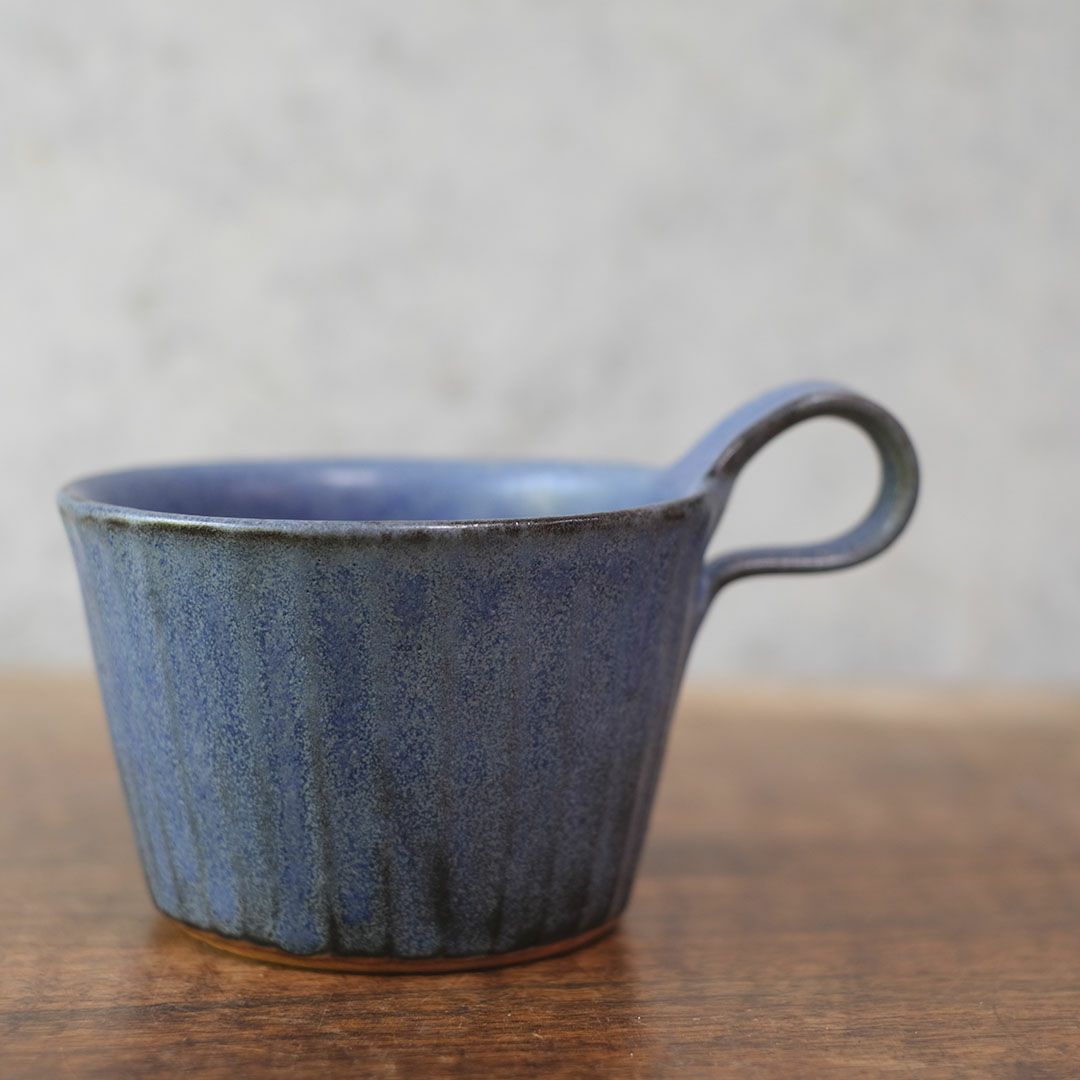 益子焼モダンマグ ディープブルー スープカップ マグカップ わかさま陶芸 若林健吾2