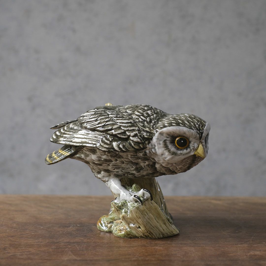 ヴィンテージフィギュリン 鳥 J Mack イギリス 陶器の置物 フクロウ2