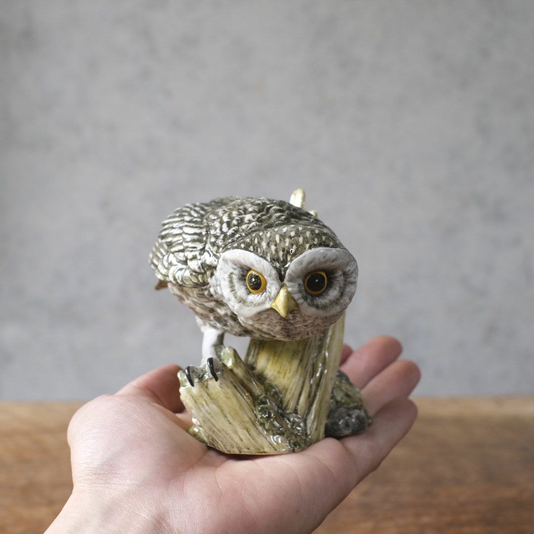 ヴィンテージフィギュリン 鳥 J Mack イギリス 陶器の置物 フクロウ5