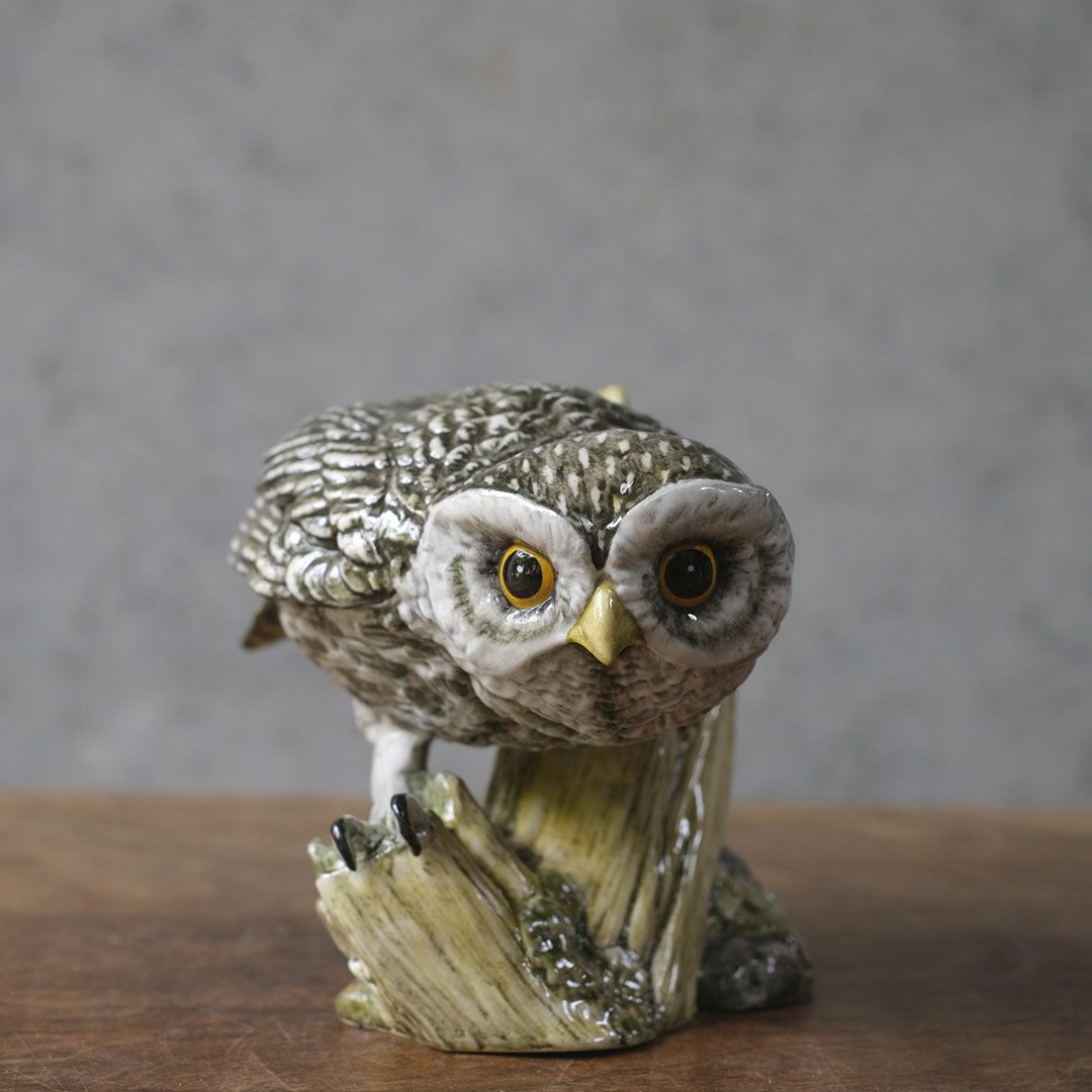 ヴィンテージフィギュリン 鳥 J Mack イギリス 陶器の置物 フクロウ6