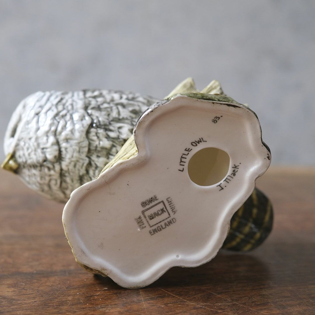 ヴィンテージフィギュリン 鳥 J Mack イギリス 陶器の置物 フクロウ7