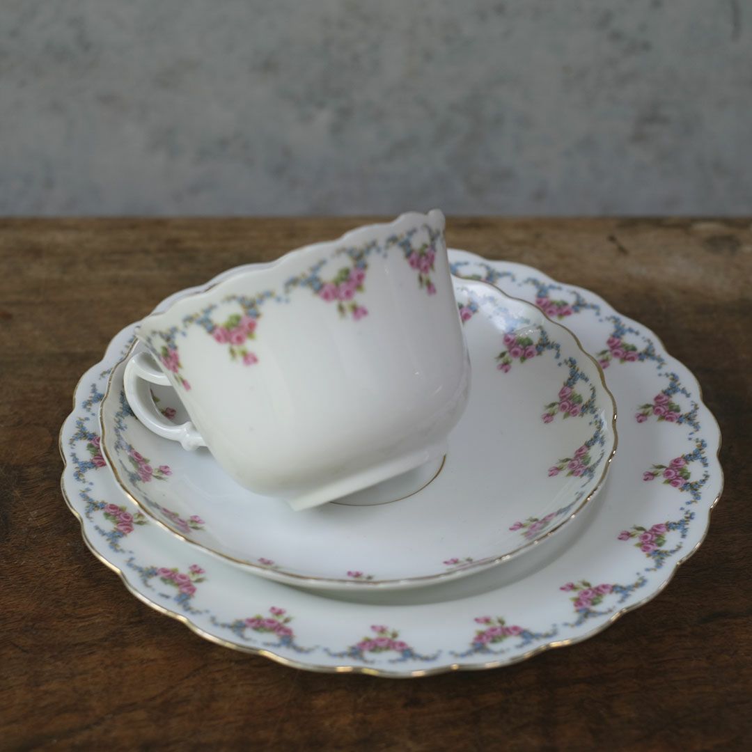 ヴィンテージティーカップトリオ ピンクローズ イギリス3