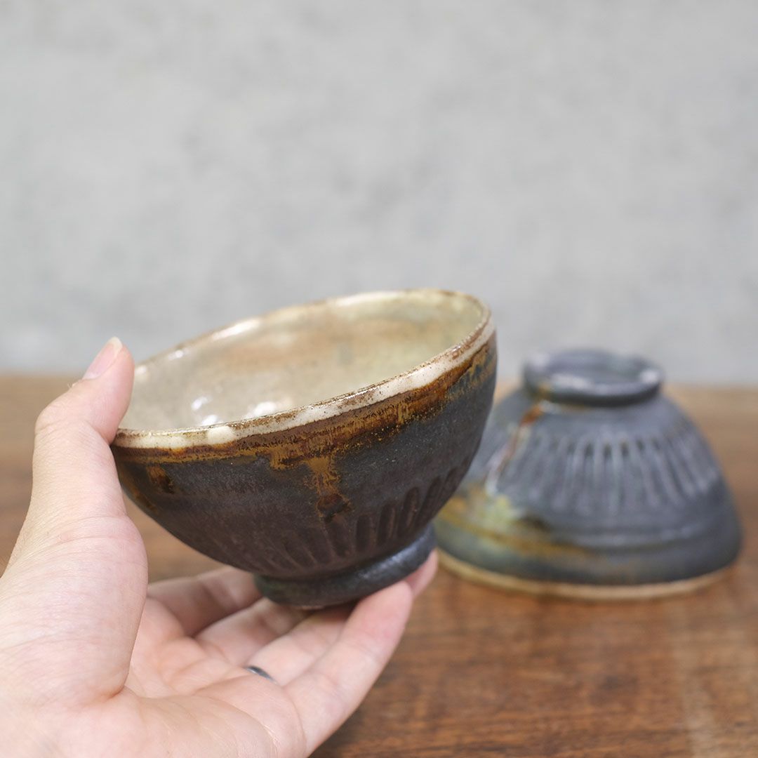笠間焼【益子淳一】・削りめし碗/作家のうつわ ２色展開 ご飯茶碗 和食器2