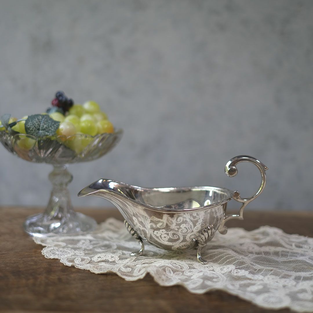 アンティーク ソースポット 猫足 イギリス シルバープレート グレービーボート