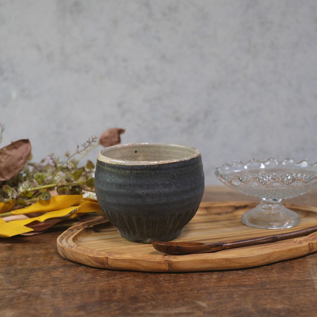 笠間焼【益子淳一】 丸カップ 作家のうつわ 鉄黒 和食器