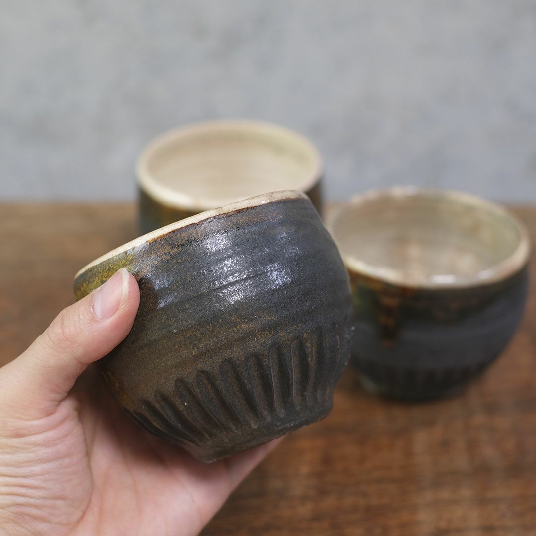 笠間焼【益子淳一】 丸カップ 作家のうつわ 鉄黒 和食器2
