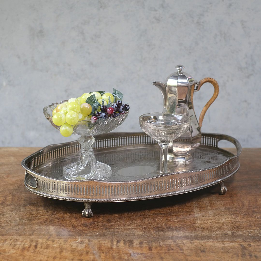 ヴィンテージトレイ シルバープレート イギリス ティートレイ クロウ&ボール