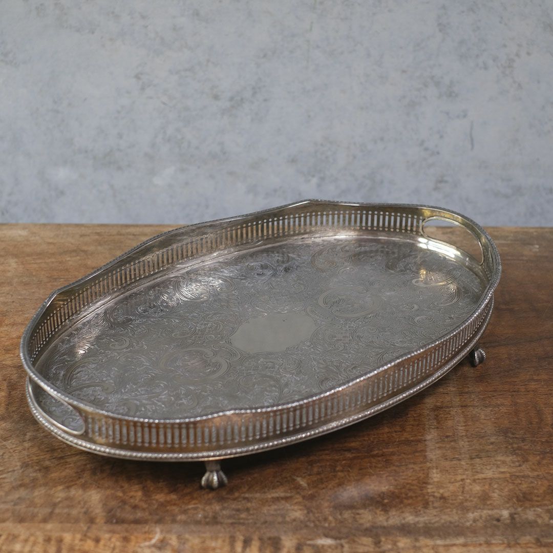 ヴィンテージトレイ シルバープレート イギリス ティートレイ クロウ&ボール2