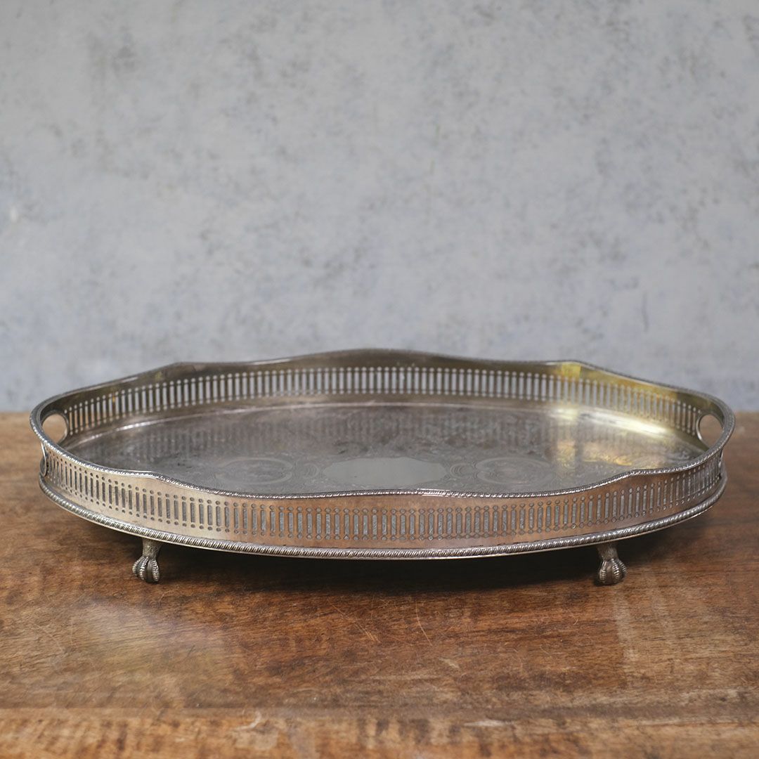 ヴィンテージトレイ シルバープレート イギリス ティートレイ クロウ&ボール3