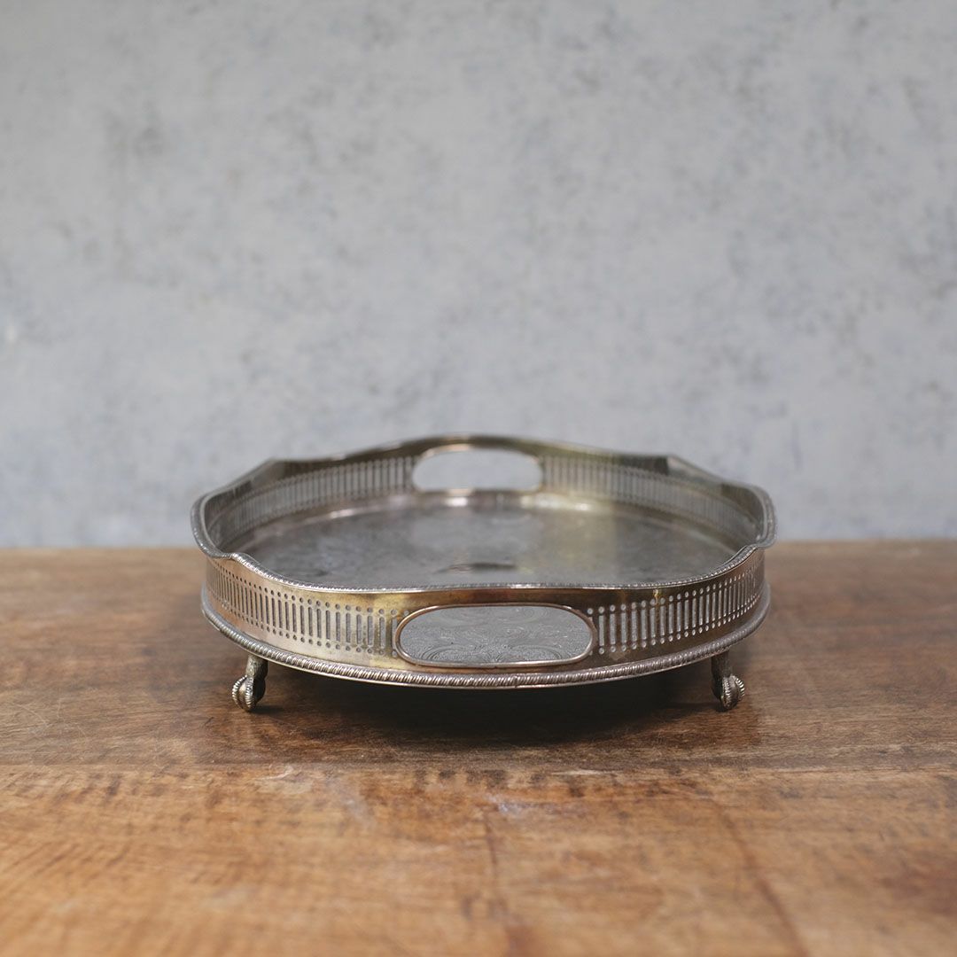 ヴィンテージトレイ シルバープレート イギリス ティートレイ クロウ&ボール5