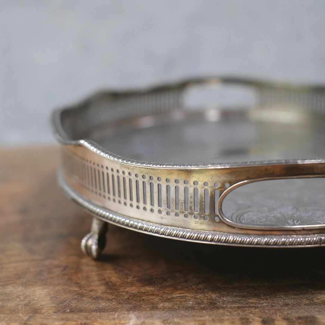 ヴィンテージトレイ シルバープレート イギリス ティートレイ クロウ&ボール6