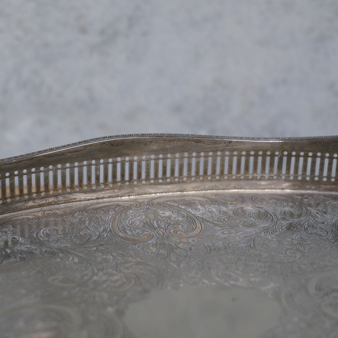 ヴィンテージトレイ シルバープレート イギリス ティートレイ クロウ&ボール9