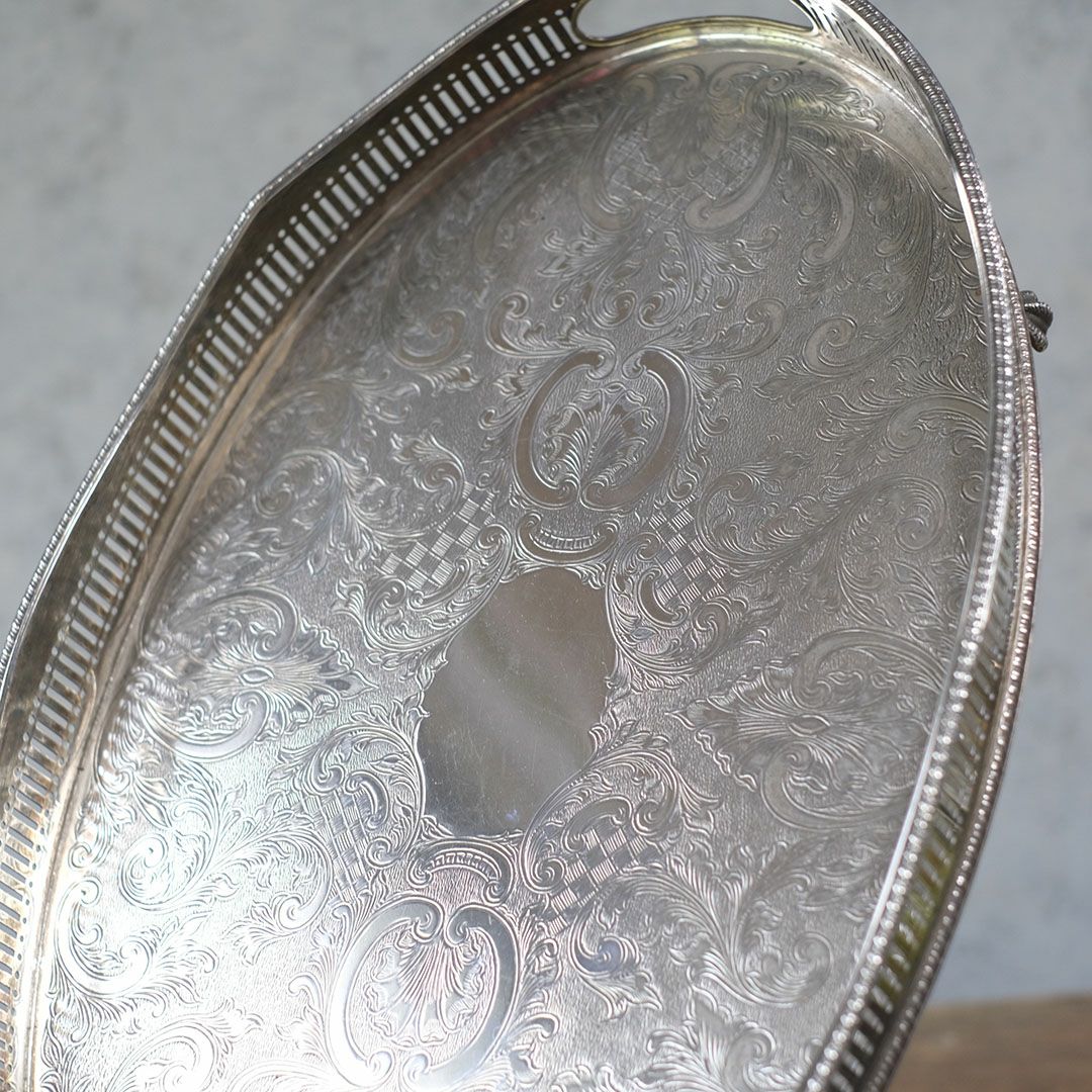 ヴィンテージトレイ シルバープレート イギリス ティートレイ クロウ&ボール10