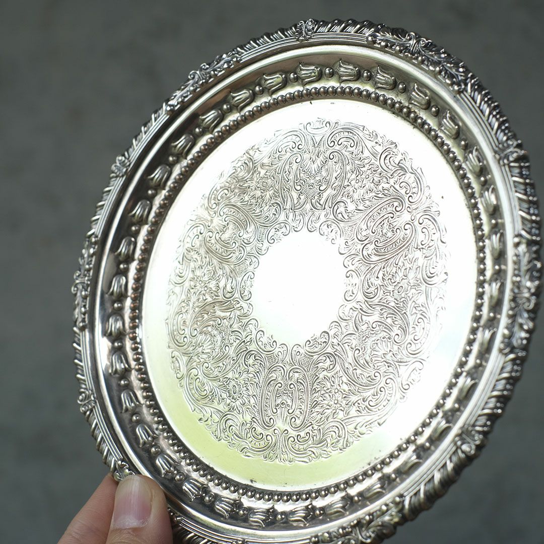 アンティーク サルヴァ ミニトレイ イギリス シルバープレート6