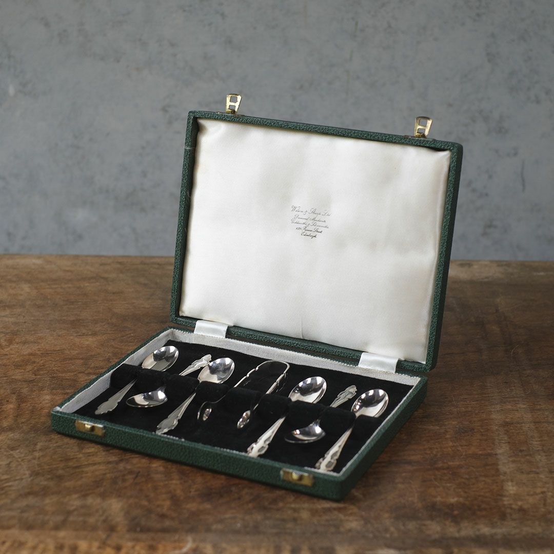 ヴィンテージシルバープレートスプーンセット イギリス 専用箱付き