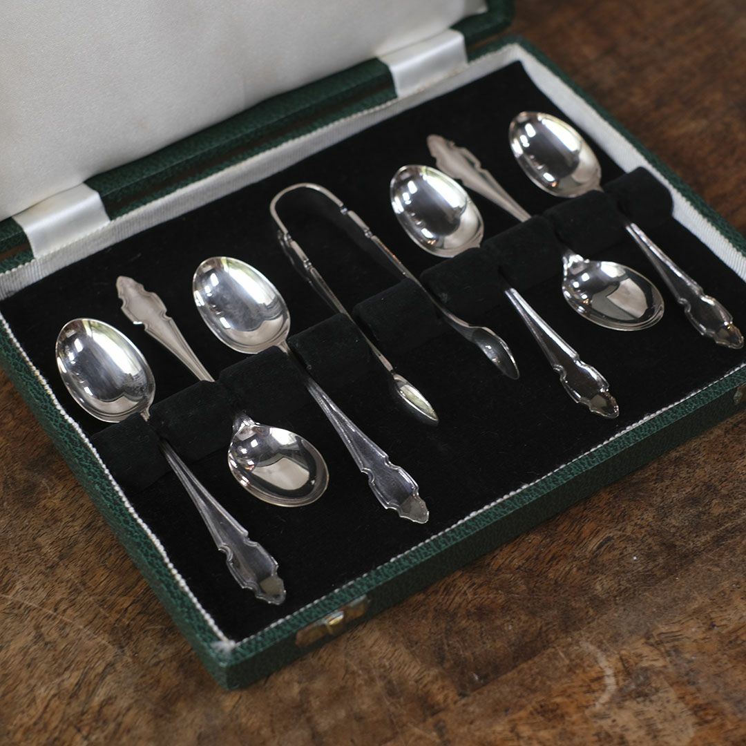ヴィンテージシルバープレートスプーンセット イギリス 専用箱付き1