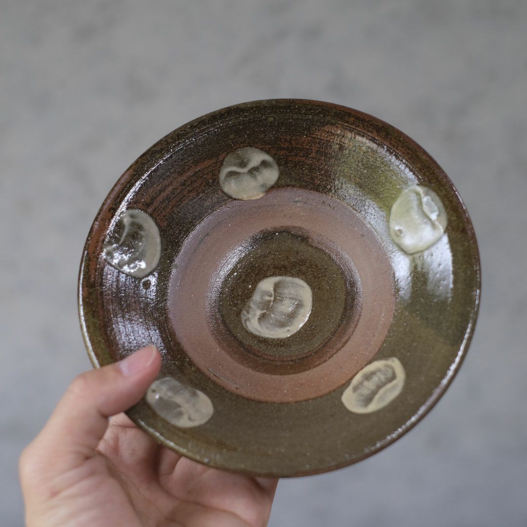 やちむん 沖縄 宮城正享 茶 点打ち 皿 15.5cm 読谷村北窯 登り窯03