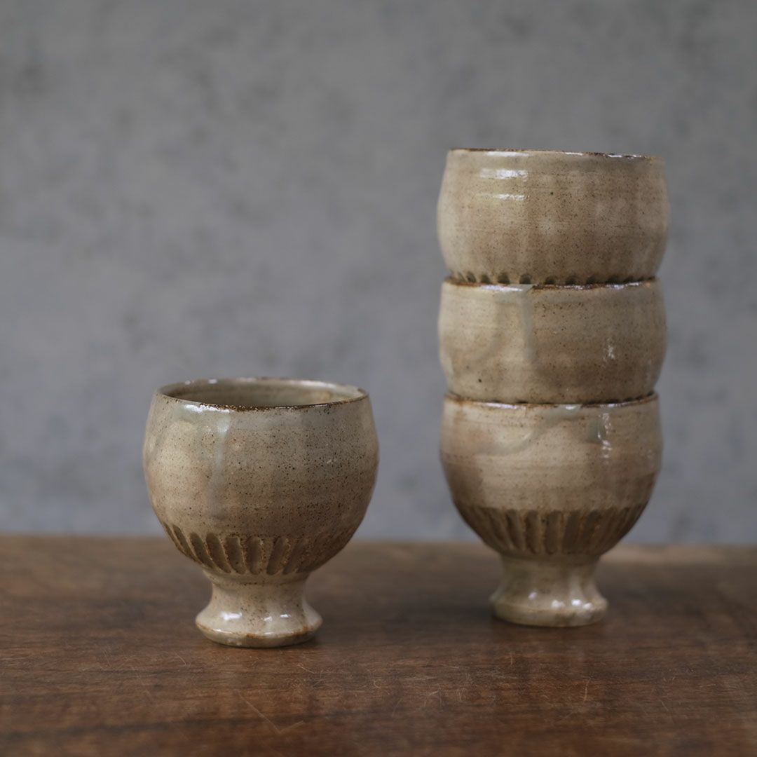 笠間焼【益子淳一】 ワインカップ コブレット 作家のうつわ 粉引 和食器3