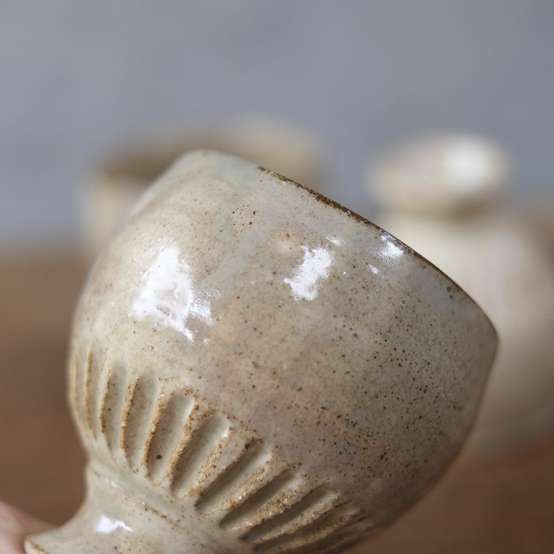 笠間焼【益子淳一】 ワインカップ コブレット 作家のうつわ 粉引 和食器4