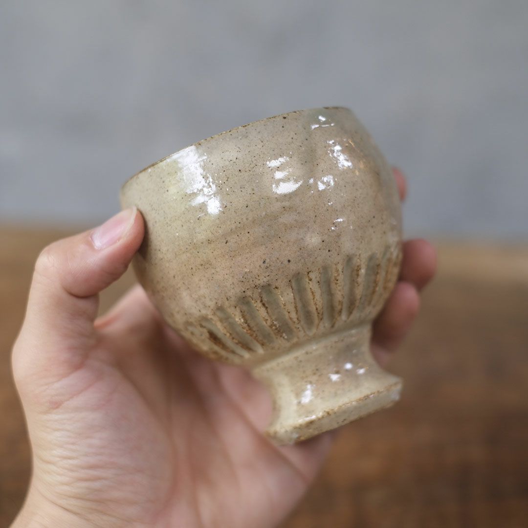 笠間焼【益子淳一】 ワインカップ コブレット 作家のうつわ 粉引 和食器5