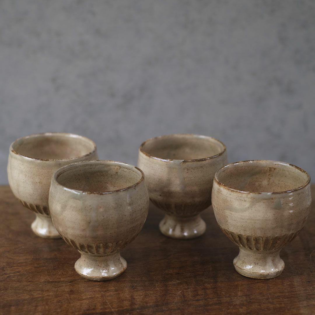 笠間焼【益子淳一】 ワインカップ コブレット 作家のうつわ 粉引 和食器8