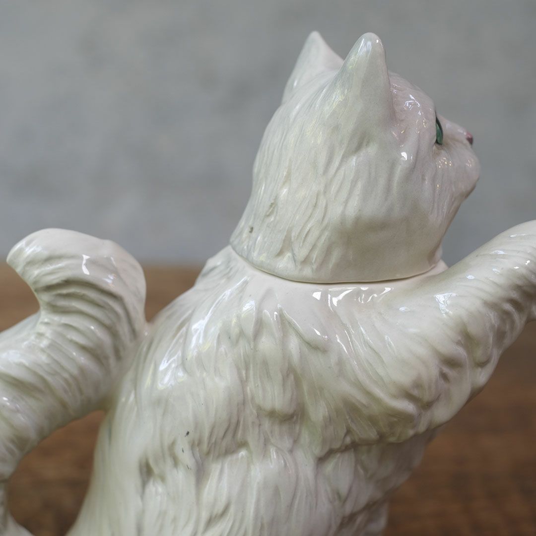 ヴィンテージティーポット 白猫 イギリス オブジェ 陶器 BESWICK ベスウィック4
