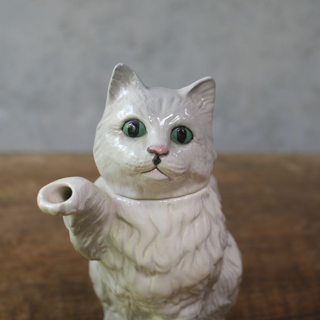 ヴィンテージティーポット 白猫 イギリス オブジェ 陶器 BESWICK ベスウィック7