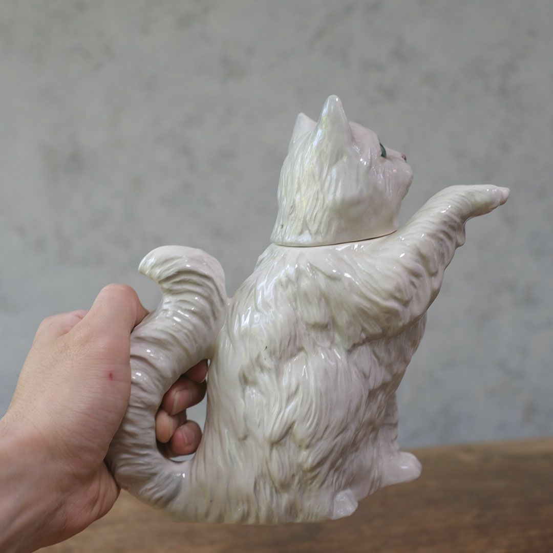 ヴィンテージティーポット 白猫 イギリス オブジェ 陶器 BESWICK ベスウィック8