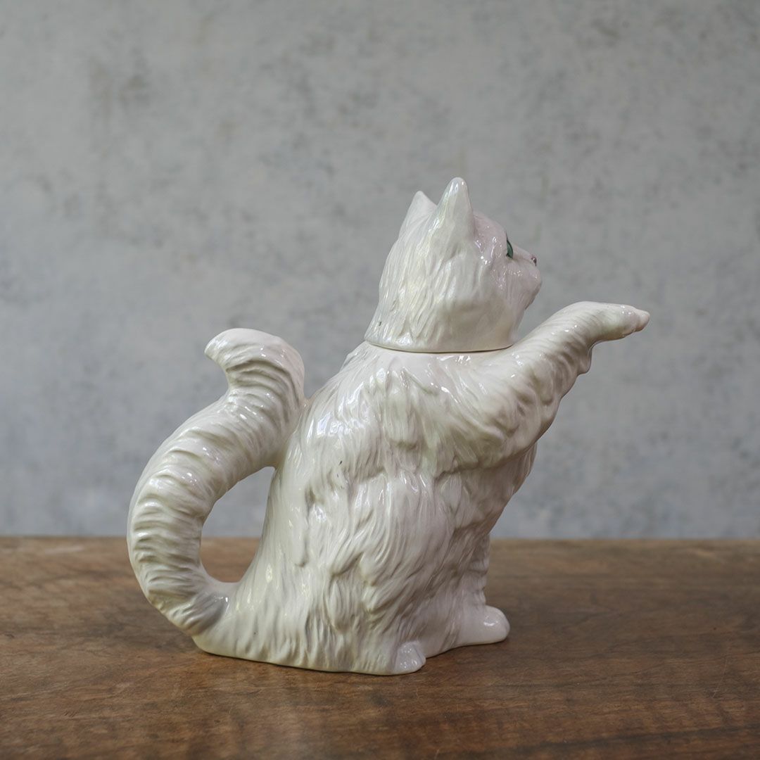ヴィンテージティーポット 白猫 イギリス オブジェ 陶器 BESWICK ベスウィック11