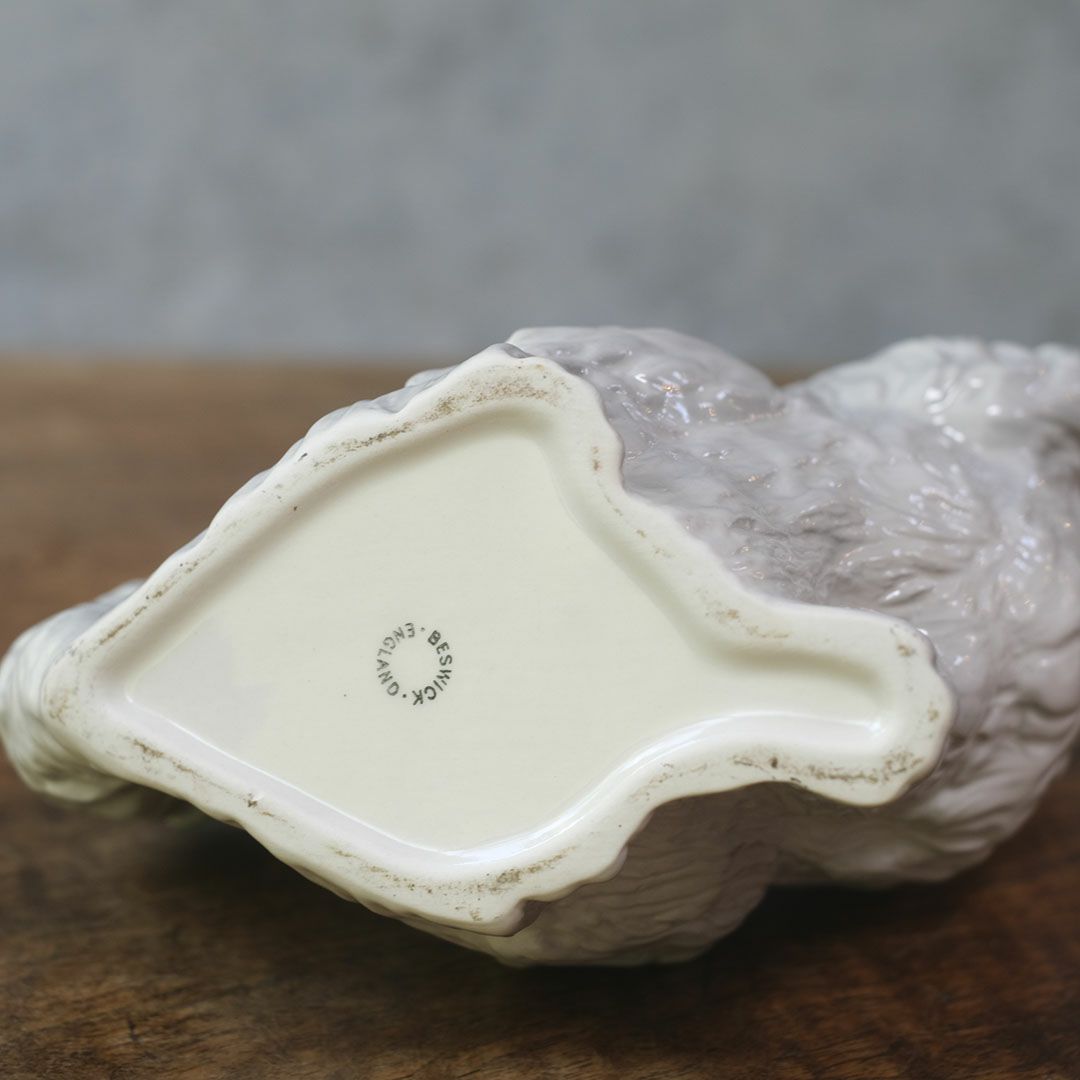 ヴィンテージティーポット 白猫 イギリス オブジェ 陶器 BESWICK ベスウィック12