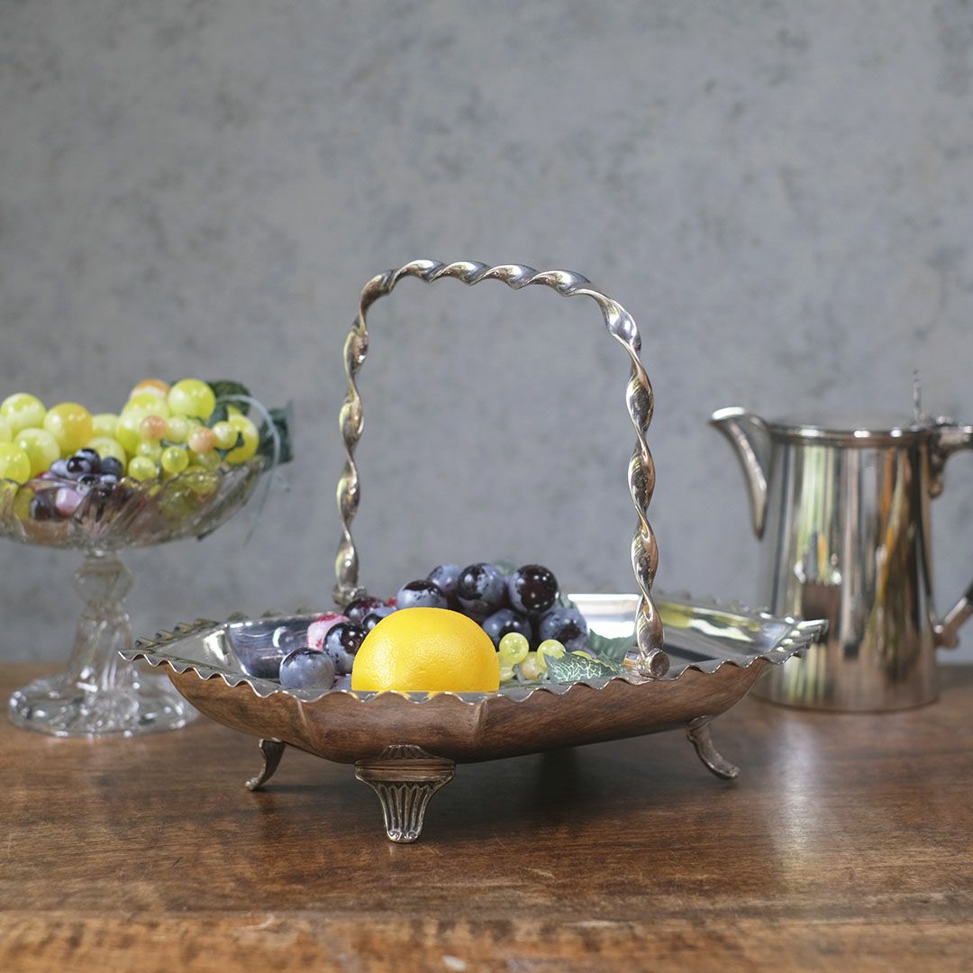 アンティークハンドルバスケット シルバープレート W&H ウォーカーアンドホール イギリス