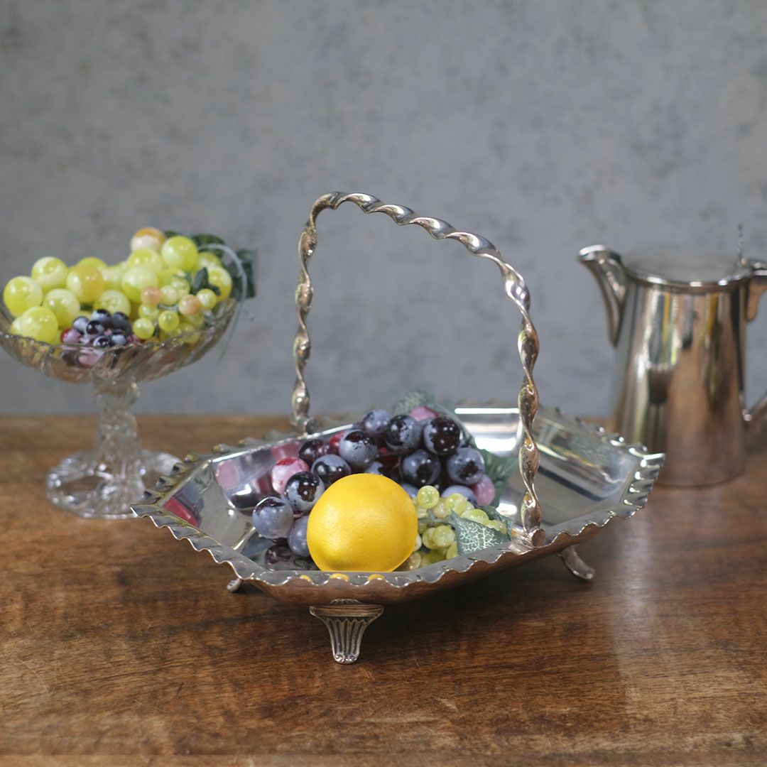 アンティークハンドルバスケット シルバープレート W&H ウォーカーアンドホール イギリス1