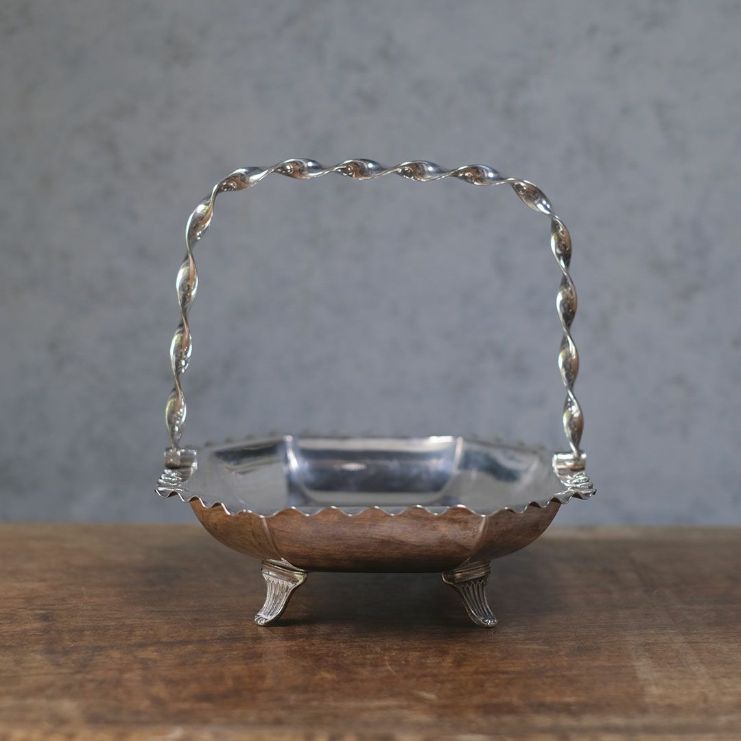 アンティークハンドルバスケット シルバープレート W&H ウォーカーアンドホール イギリス9