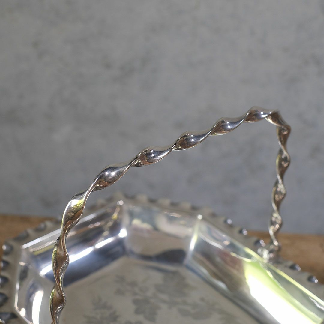 アンティークハンドルバスケット シルバープレート W&H ウォーカーアンドホール イギリス11