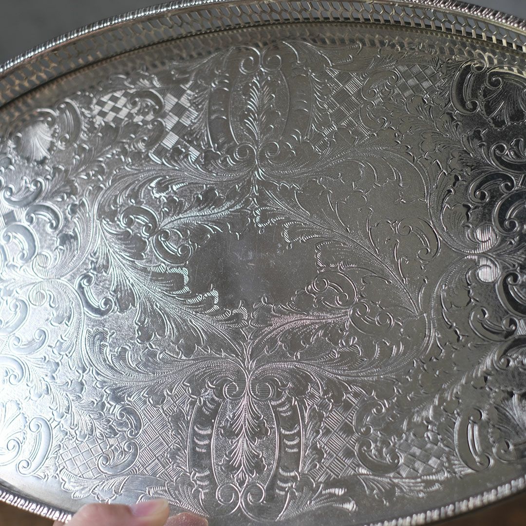 ヴィンテージ シルバープレートトレイ VINERS OF SHEFFIELD 楕円 トレー イギリス4