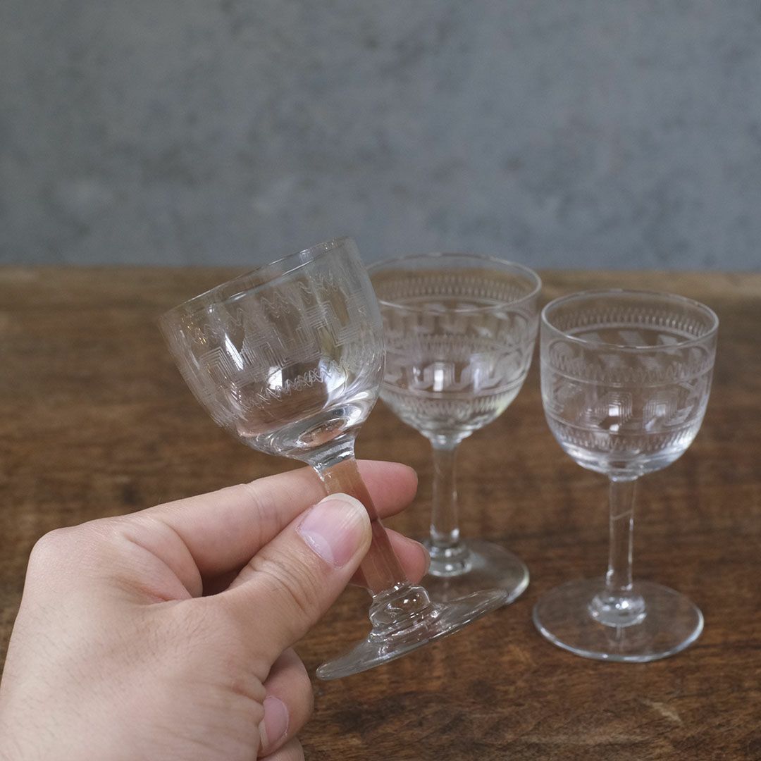 アンティーク アペリティフグラス イギリス アシッドエッチング4