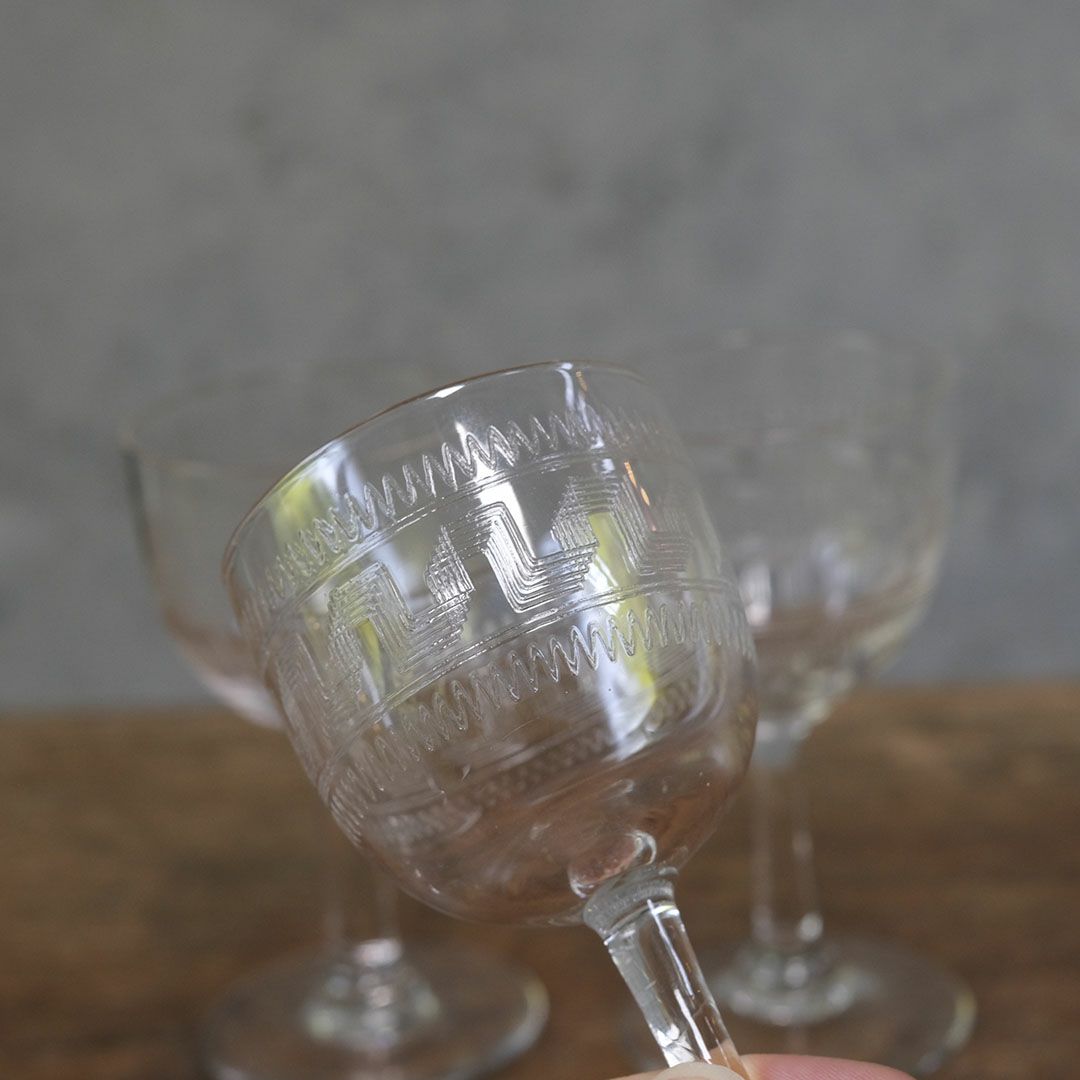 アンティーク アペリティフグラス イギリス アシッドエッチング6