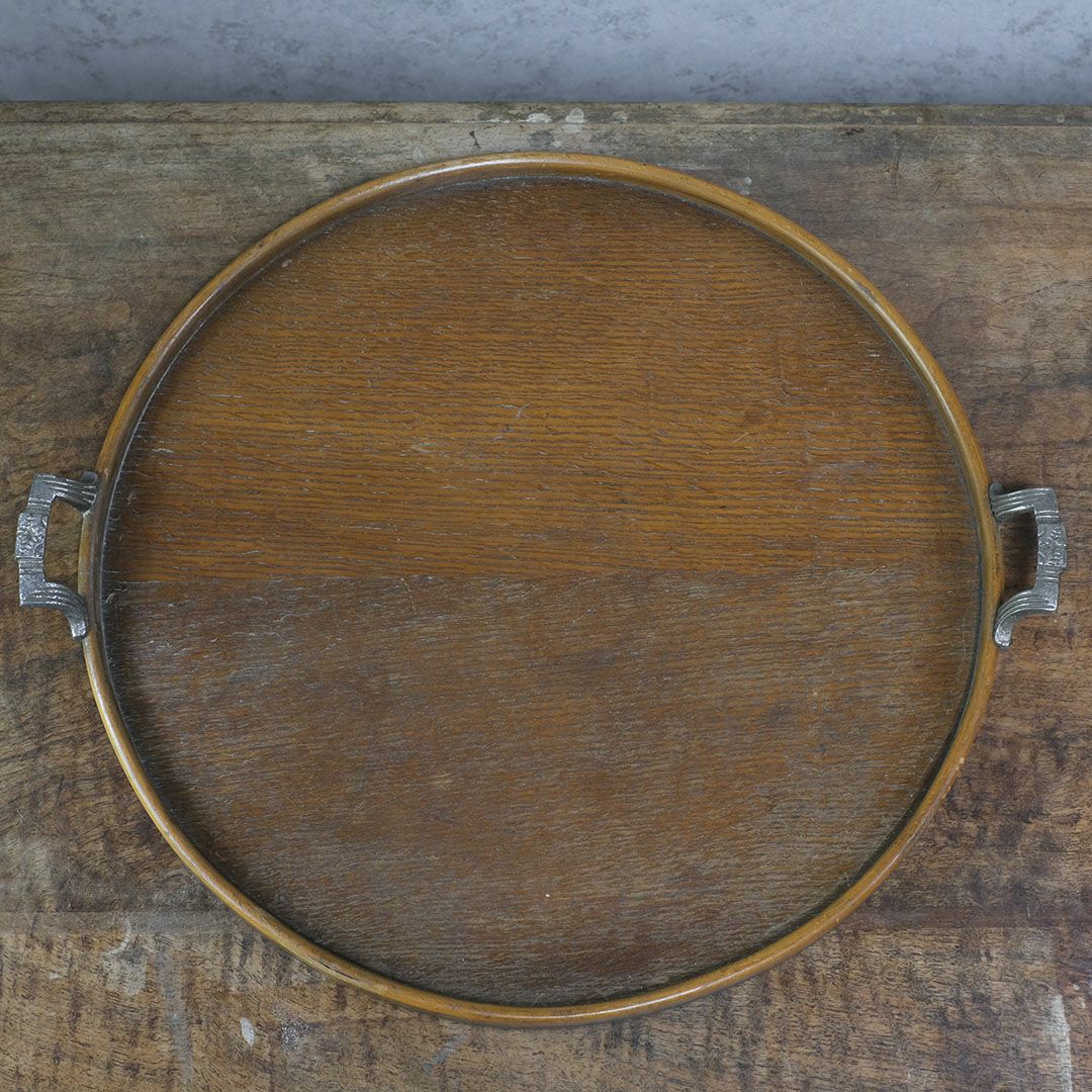 アンティークティートレイ ラウンド 木製 イギリス4