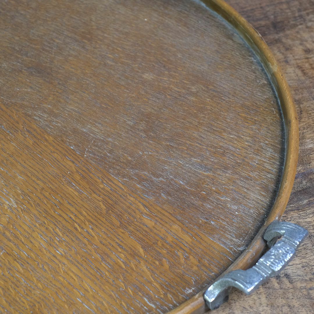 アンティークティートレイ ラウンド 木製 イギリス9