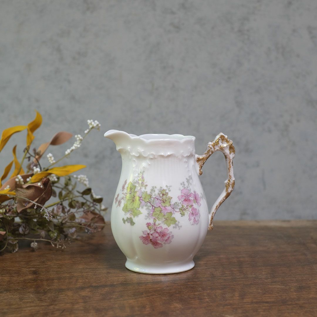 アンティークミルクジャグ 花 クリーマー LIMOGES FRANCE リモージュ フランス