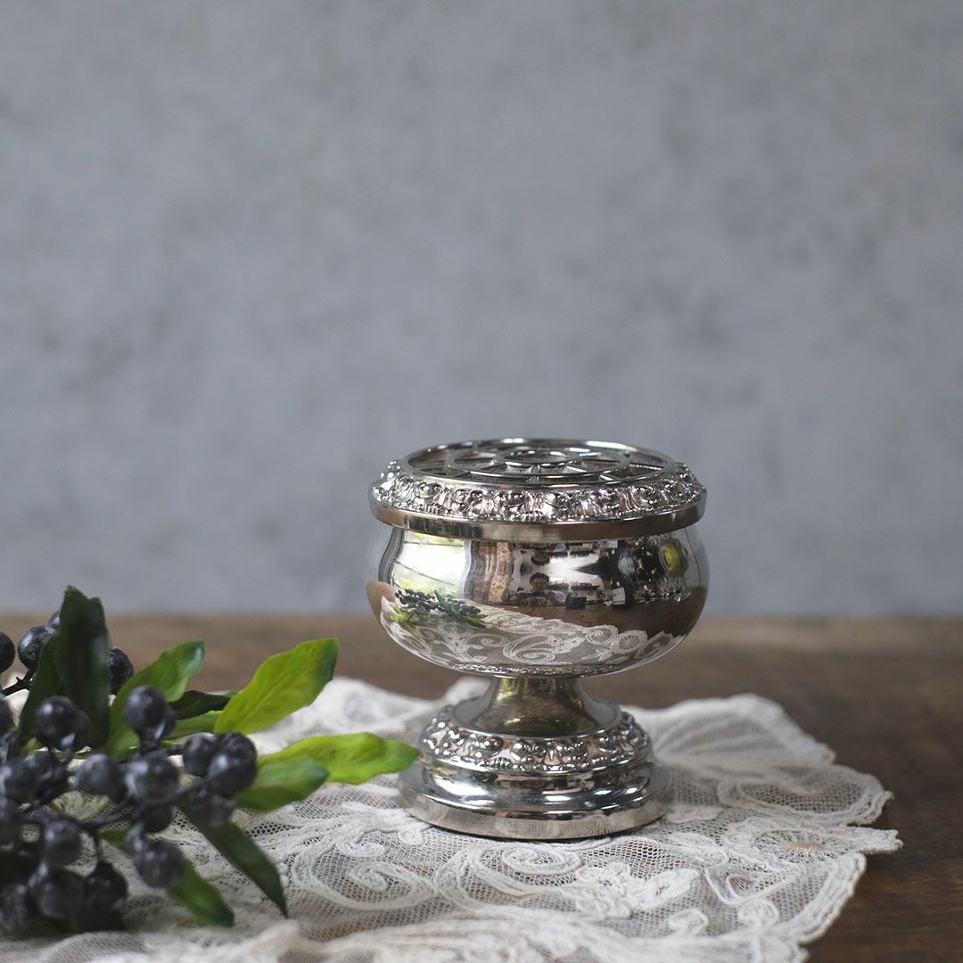 ヴィンテージフラワーボウル シルバープレート イギリス ローズボウル ポプリポット