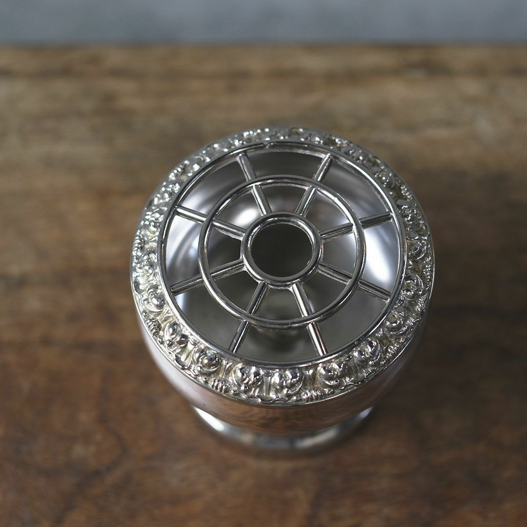 ヴィンテージフラワーボウル シルバープレート イギリス ローズボウル ポプリポット4