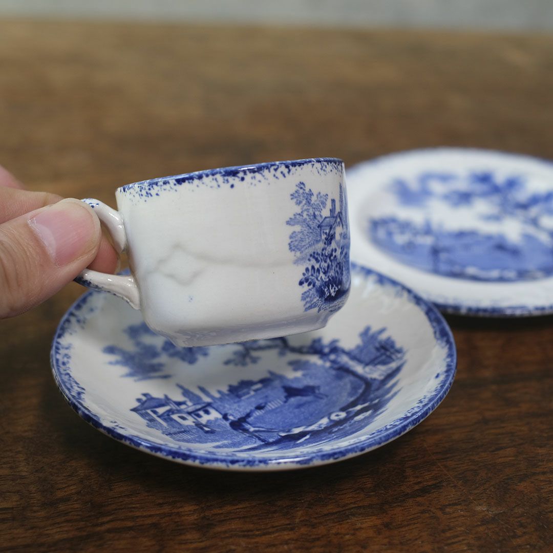 アンティークカップ&ソーサトリオ ミニ デミタス シノワズリ5