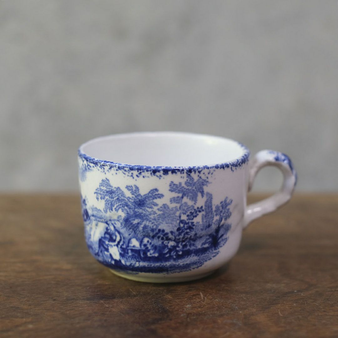 アンティークカップ&ソーサトリオ ミニ デミタス RIDGWAY製 ブルー&ホワイト シノワズリ07