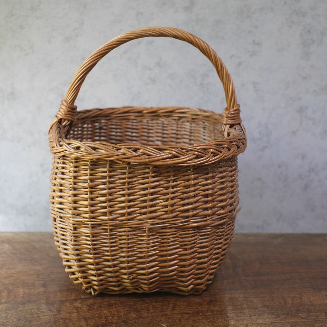 ヴィンテージ ウィッカーバスケット イギリス 手編み籠4
