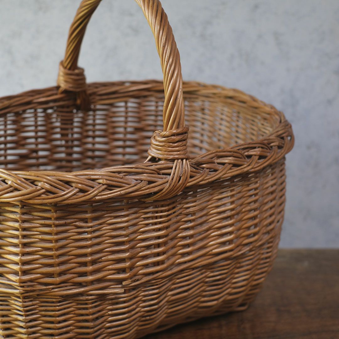 ヴィンテージ ウィッカーバスケット イギリス 手編み籠5